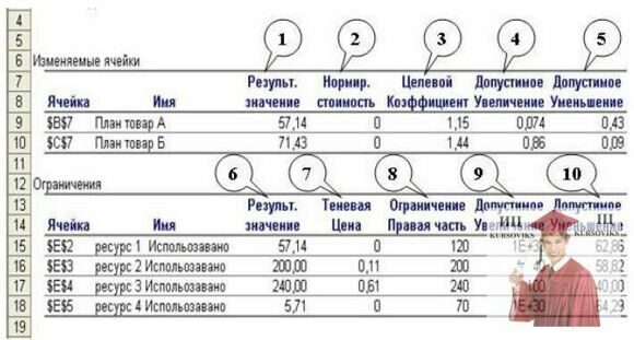 Б959, Рис. 1 – Звіт по стійкості в MS Excel