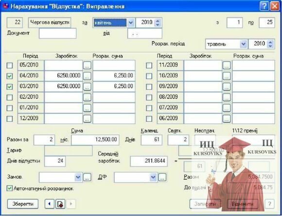 Б1268, Рис. 7.83 - Нарахування відпускних виплат