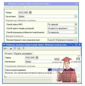 Б1268, Рис. 6.14 - Уведення параметрів облікової політики