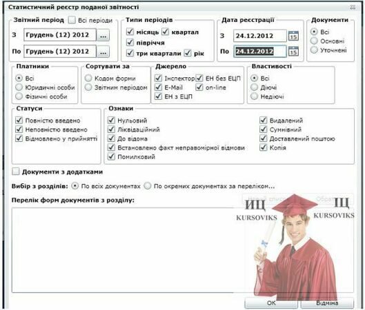 Б1201, Рис. 55 – Статистичний реєстр поданої звітності у системі Податковий блок