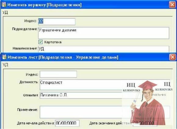 Б1270, Рис. 13.16 - Вікно зміни вершини підрозділу