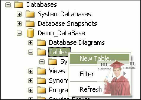 Б1314, Рис. 4 - Приклад створення нової таблиці в БД Demo_DataBase