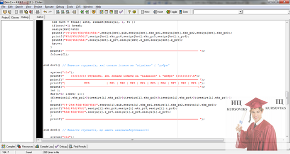 Б4890, Рис. 6 - Код програми у середовища розробки Dev-C++ 4.9.9.2 (продовження)