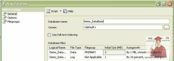 Б1314, Рис. 3 - Приклад створення нової БД з назвою Demo_DataBase